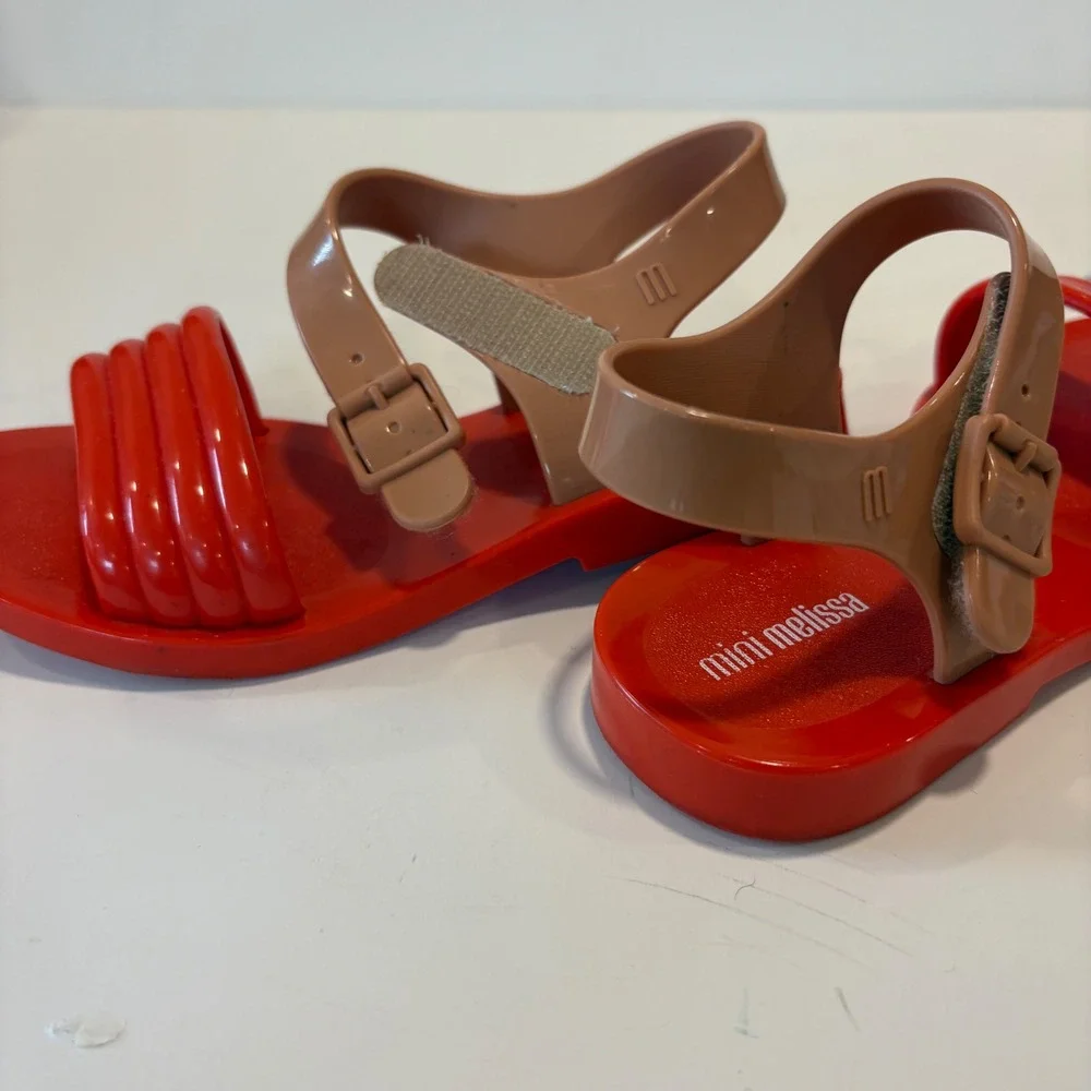 Mini Melissa Red Tan Jelly Sandals Toddler Girls Size 11 US 07GR23BR Brazil